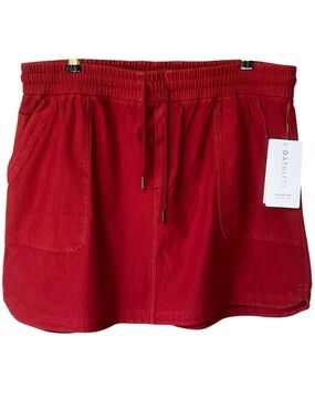 Athleta NWT Red Farallon Skirt Organic Cotton Elastic Waist Size 1X